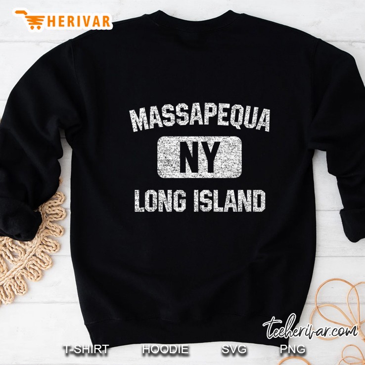 Massapequa Long Island Ny Gym Style Distressed White Print Sweatshirt
