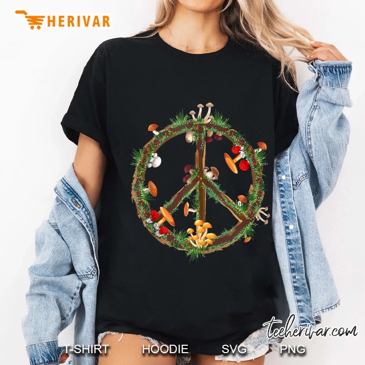 Psychedelic Magic Mushrooms Peace Sign 70S Mycologist Ladies Tee