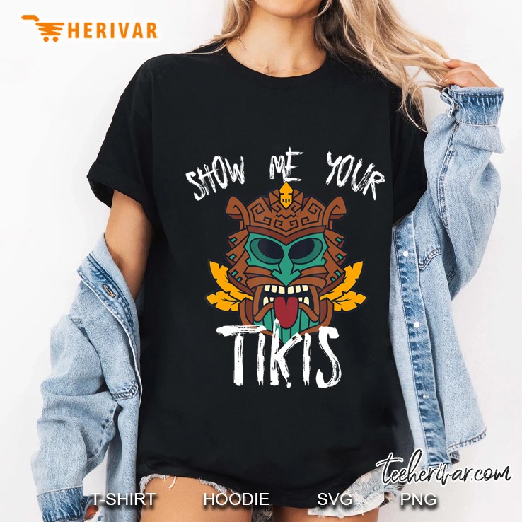 Show Me Your Tikis Funny Teal Tiki Hawaiian Ladies Tee