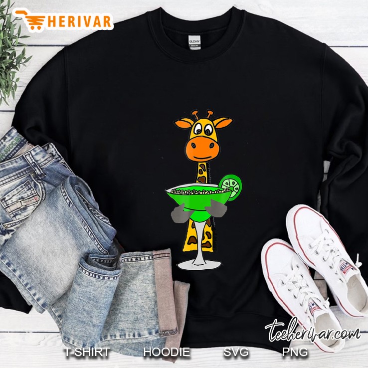 Smilealottees Funny Giraffe Drinking Margarita Sweatshirt