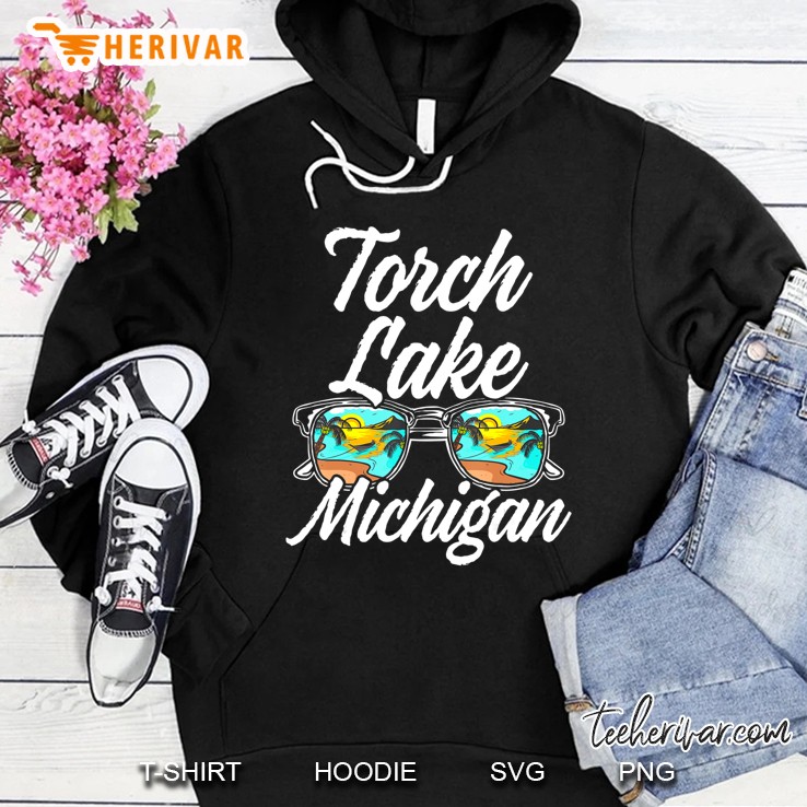 Torch Lake Michigan Usa Sunset Vacation Souvenir Hoodie
