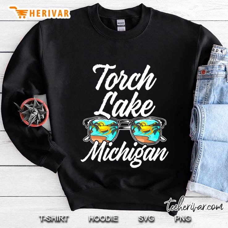 Torch Lake Michigan Usa Sunset Vacation Souvenir Sweatshirt