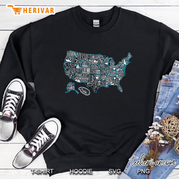 Us State Nicknames Funny Map Geek Sweatshirt