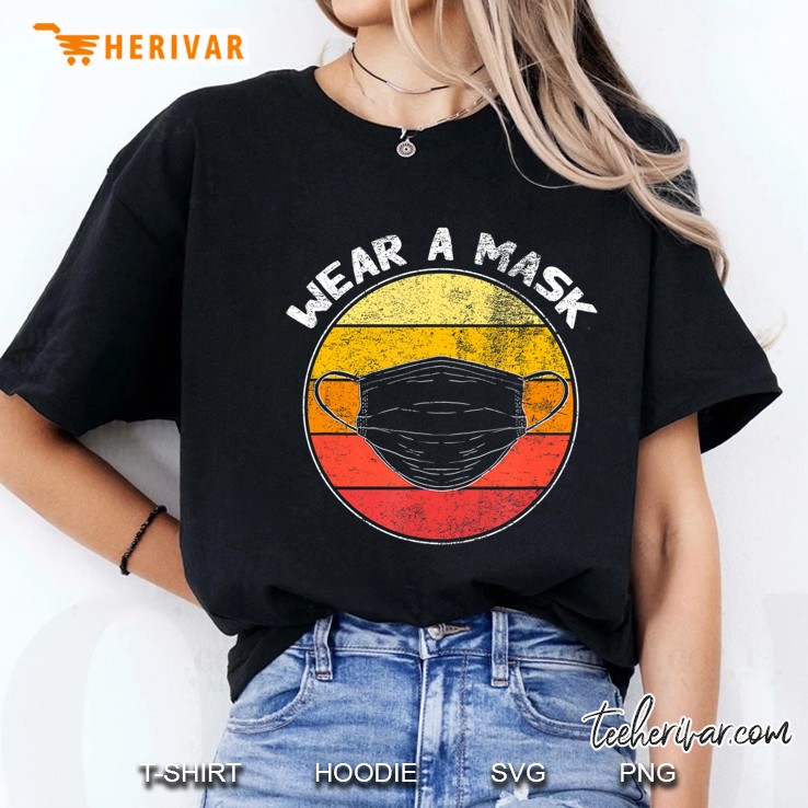 Wear A Mask Retro Sunset Ladies Tee