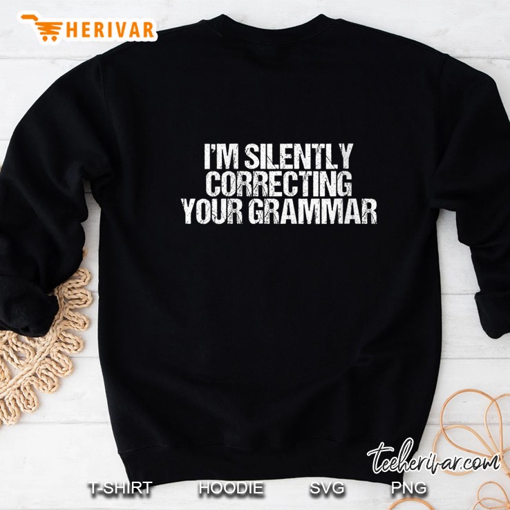 Womens I'm Silently Correcting Your Grammar English Teacher V-Neck Mugs