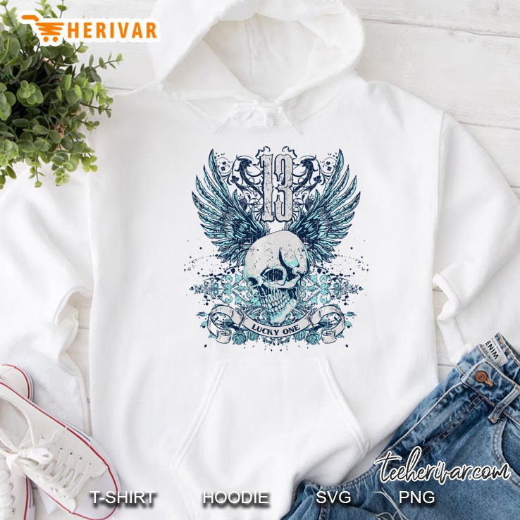 Awesome Grunge Lucky 13 Years Old Birthday Pullover Hoodie
