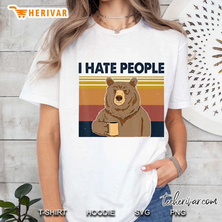 I Hate People Bear Vintage Hoodie