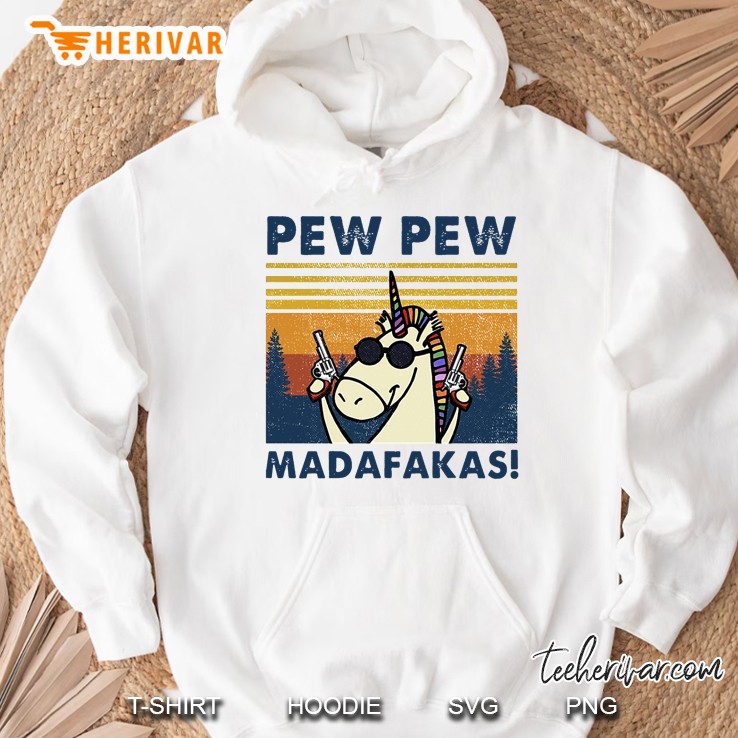 Pew Pew Madafakas Unicorn With Guns Vintage Version Hoodie