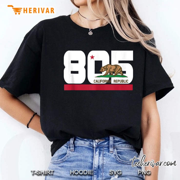 Area Code 805 Slo Santa Barbara California Flag Cali Tank Top Ladies Tee