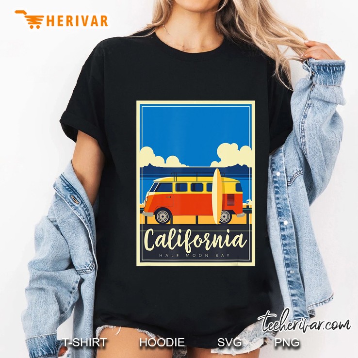 California Surfing Mavericks Half Moon Bay Summer Surf Ladies Tee