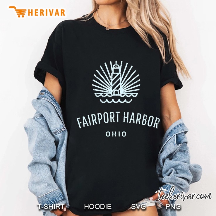 Fairport Harbor Lake Erie Retro Vintage Lighthouse Ladies Tee