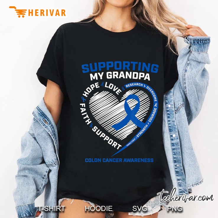 Grandson Granddaughter Grandpa Colon Cancer Awareness Ladies Tee