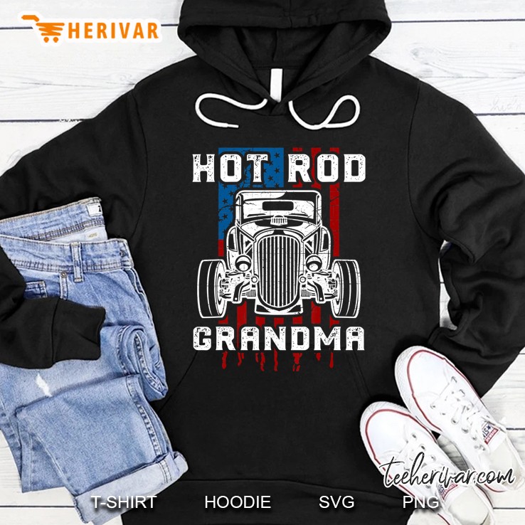 Hot Rod Grandma Shirt Vintage Car American Flag Mugs