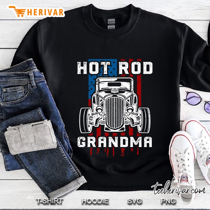 Hot Rod Grandma Shirt Vintage Car American Flag Mugs