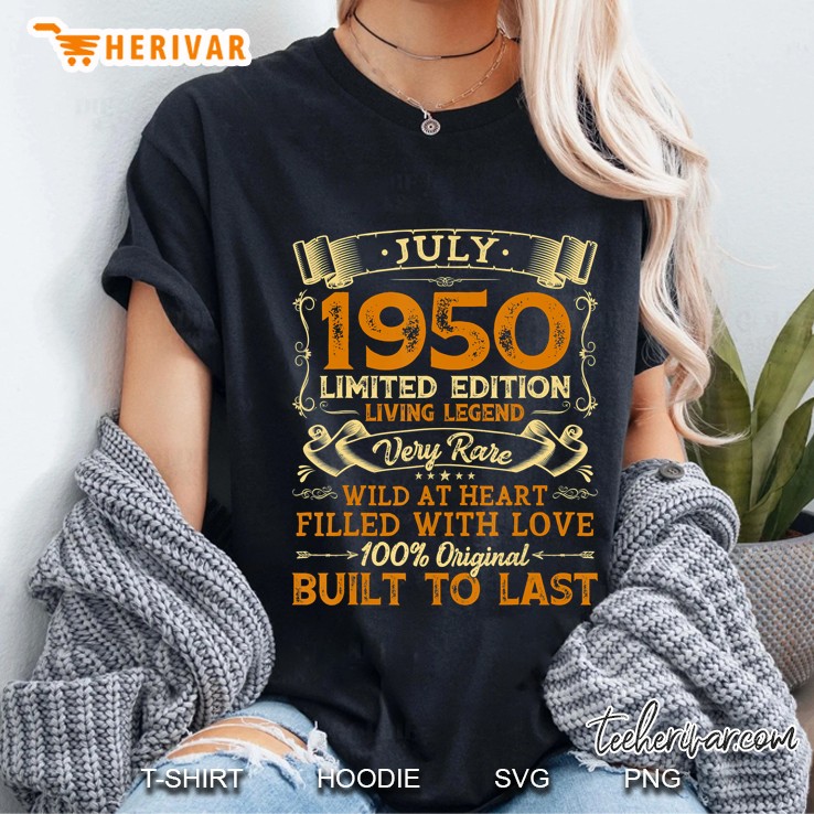 Vintage 70Th Birthday July 1950 Shirt 70 Years Old Ladies Tee