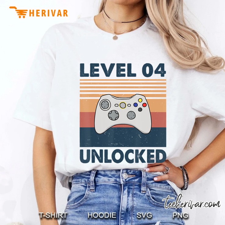 Level 4 Unlocked - Vintage 2016 4Th Birthday Gift Hoodie