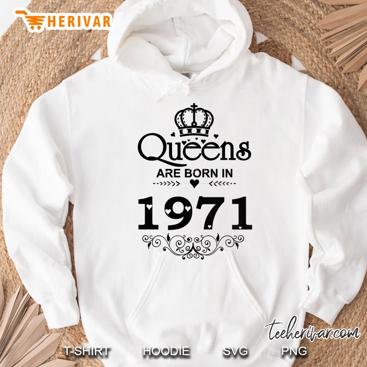 Womens Vintage Queens Are Born In 1971 48Th Birthday Gifts Hoodie