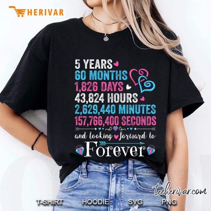 5Th Wedding Anniversary 5 Years Marriage Couples Ladies Tee