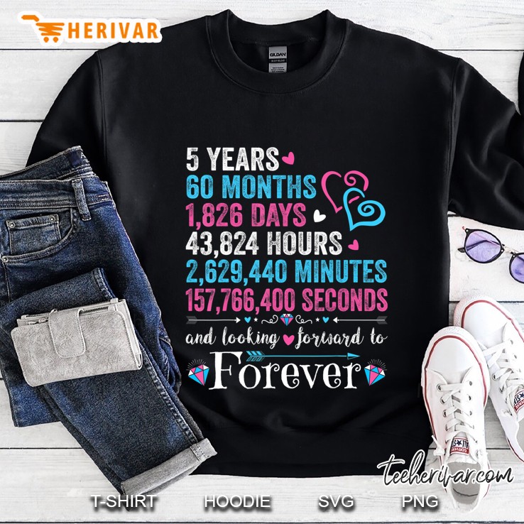 5Th Wedding Anniversary 5 Years Marriage Couples Sweatshirt