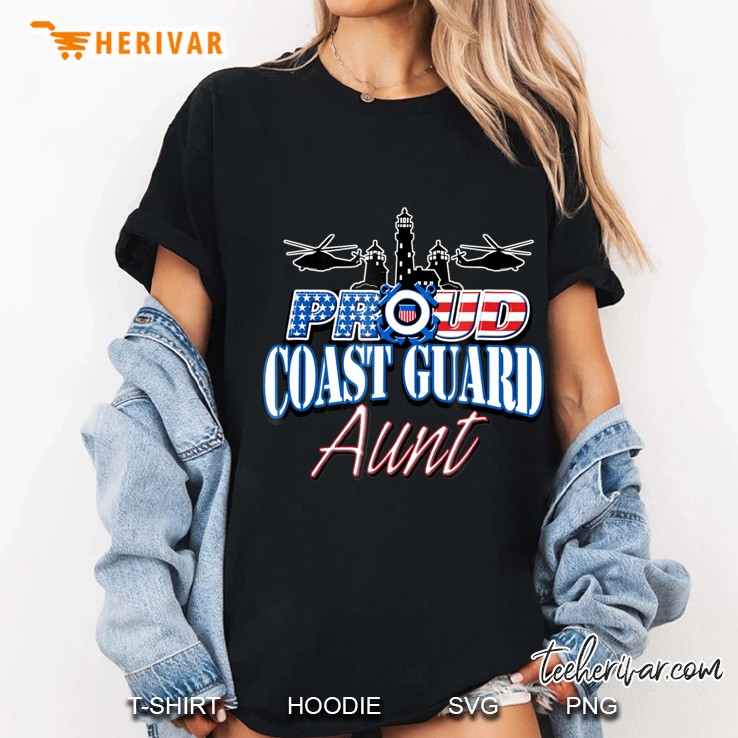 Coast Guard Aunt Usa Flag Military Women Hoodie