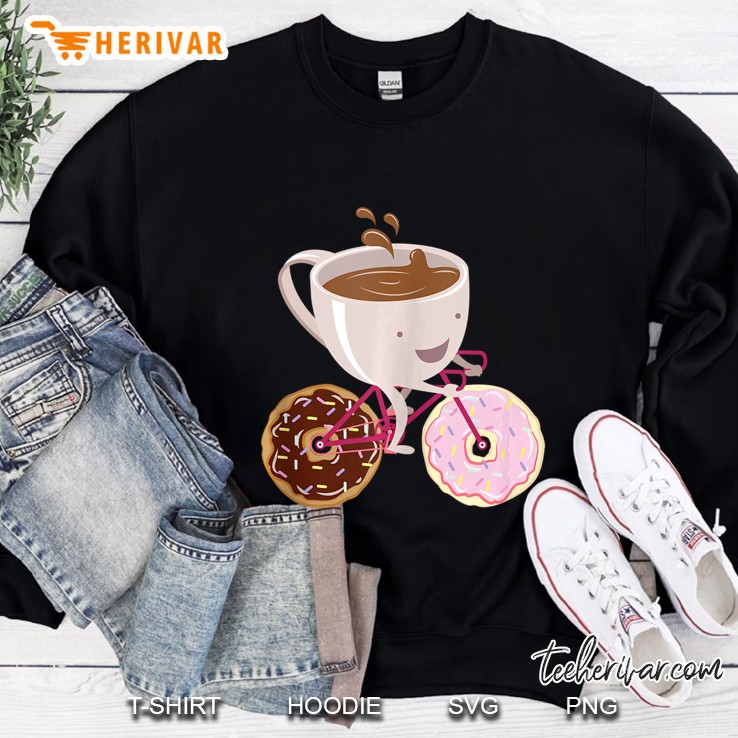 Cool Donut Coffee Bicycle Hand Drawn Illustration Tank Top Sweatshirt