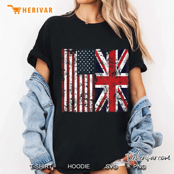 Distressed British American Flags Union Jack Uk Cool Gift Tank Top Hoodie