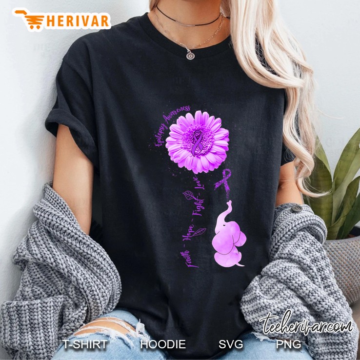 Elephant Sunflower Faith Hope Fight Love Epilepsy Awareness Hoodie