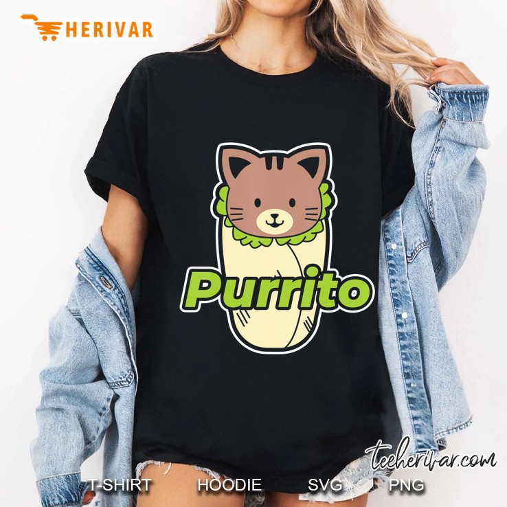 Funny Purrito Burrito Purring Cat Ladies Tee