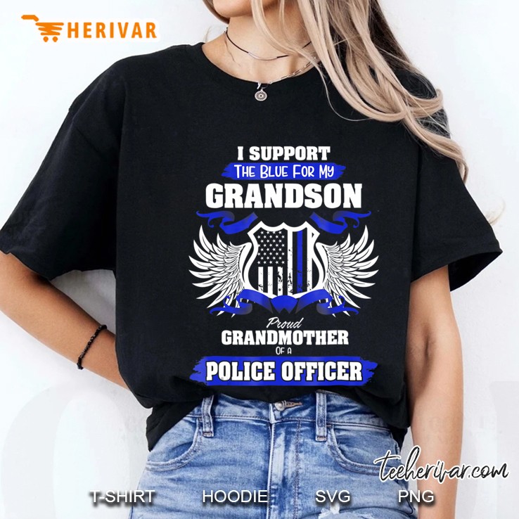 I Support The Blue-Police Officer Grandmother Gifts Ladies Tee