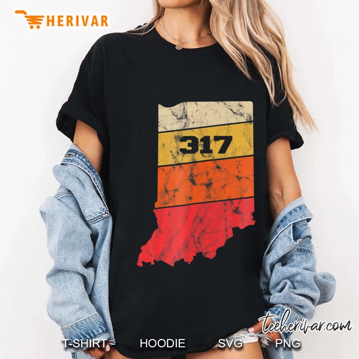 Indiana Retro Local Map Heart Area Code 317 Ver2 Ladies Tee