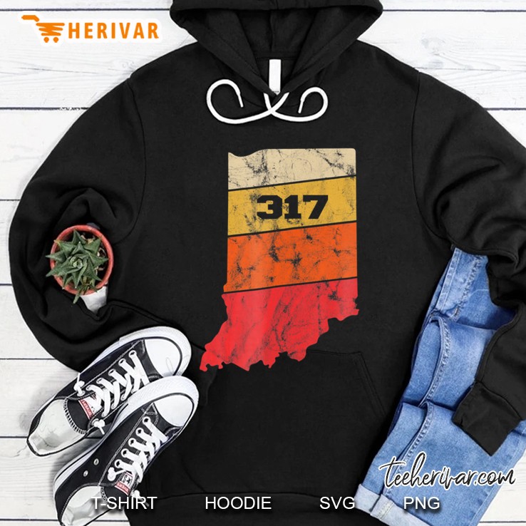 Indiana Retro Local Map Heart Area Code 317 Ver2 Hoodie