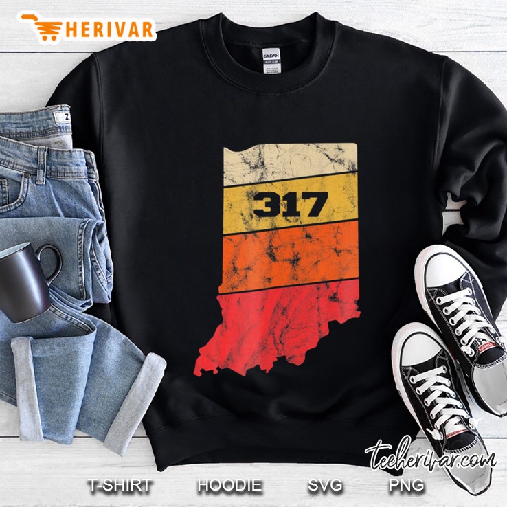 Indiana Retro Local Map Heart Area Code 317 Ver2 Sweatshirt