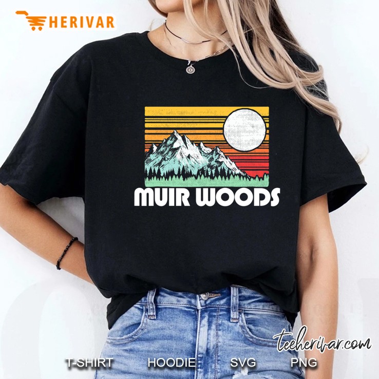 Muir Woods California Mountains & Sun Retro 80S Graphic Ladies Tee