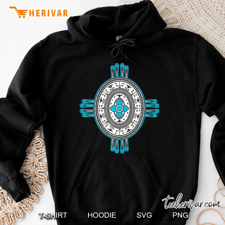 New Mexico Zia Symbol Concho Print Tee Hoodie