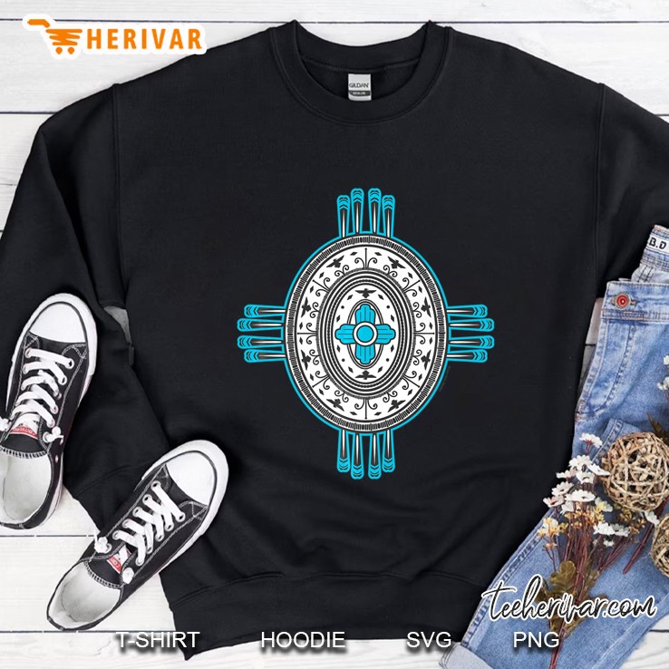New Mexico Zia Symbol Concho Print Tee Sweatshirt