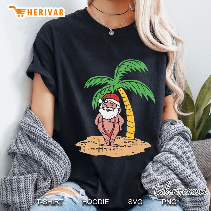 Santa Summer Swimsuit Funny Christmas In July Beach Gift Hoodie