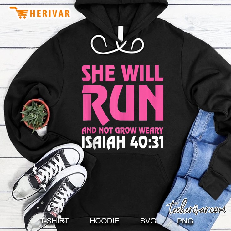 She Will Run And Not Grow Weary Isaiah 4031 Running Mugs