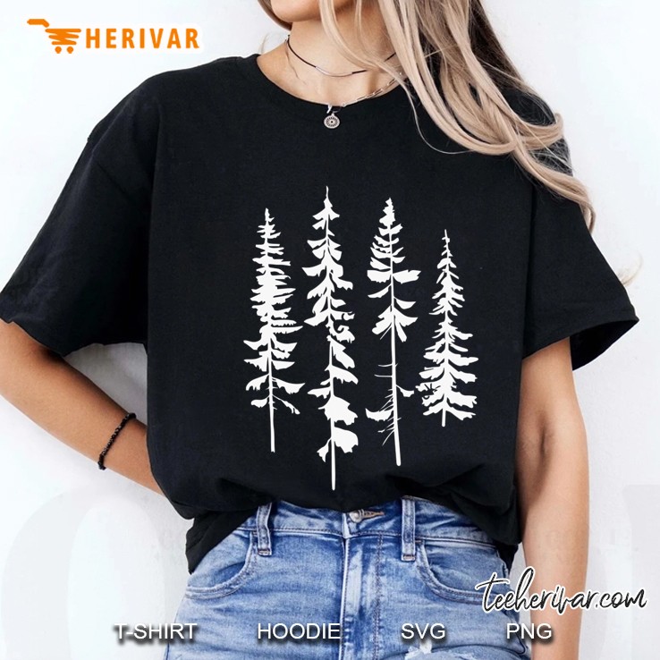 Skinny Pine Trees, Pine Tree Graphic Tee For Nature Lover Hoodie