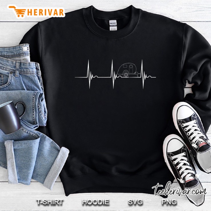 Teardrop Camper Heartbeat Camping Pulse Line Ekg Rv Sweatshirt