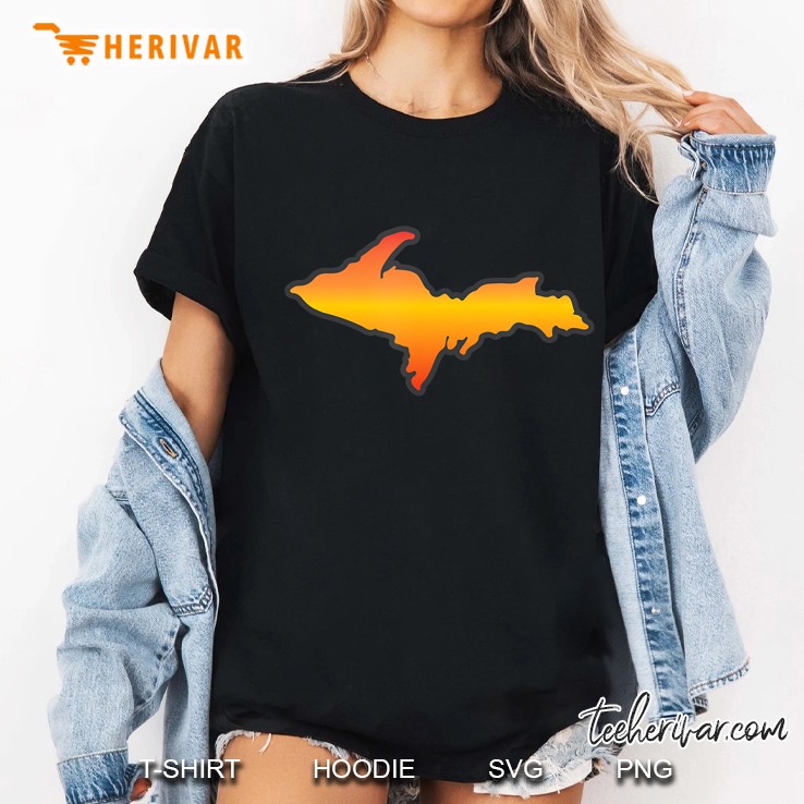 U.P. Red Orange Gradient Upper Peninsula Michigan Yooper Ladies Tee