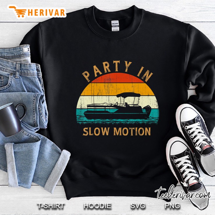 Vintage Retro Style Sunset Boat Party In Slow Motion Pontoon Sweatshirt