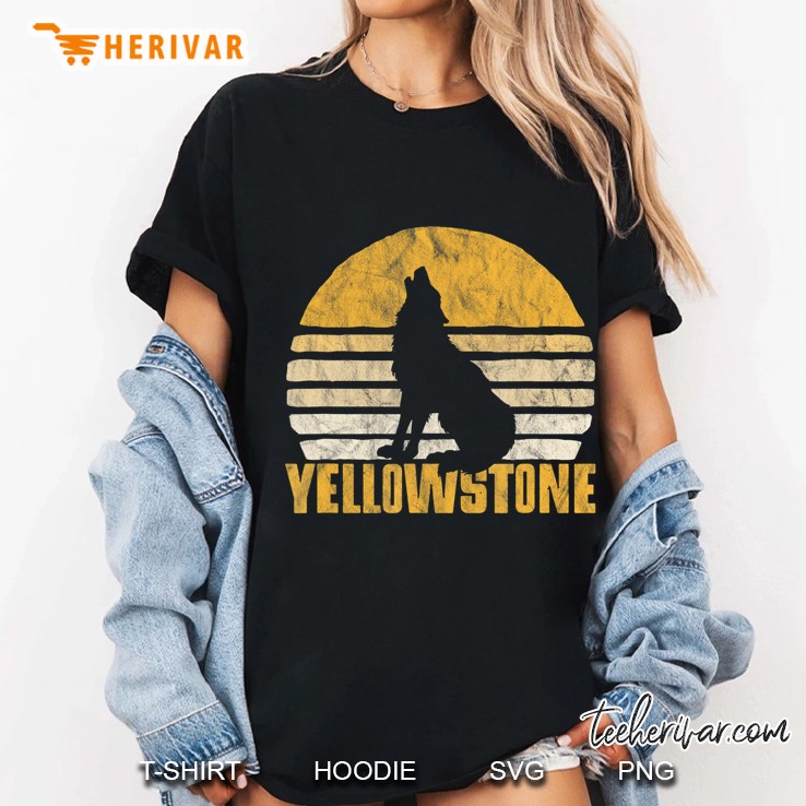 Vintage Yellowstone National Park Wolf Retro Graphic Hoodie