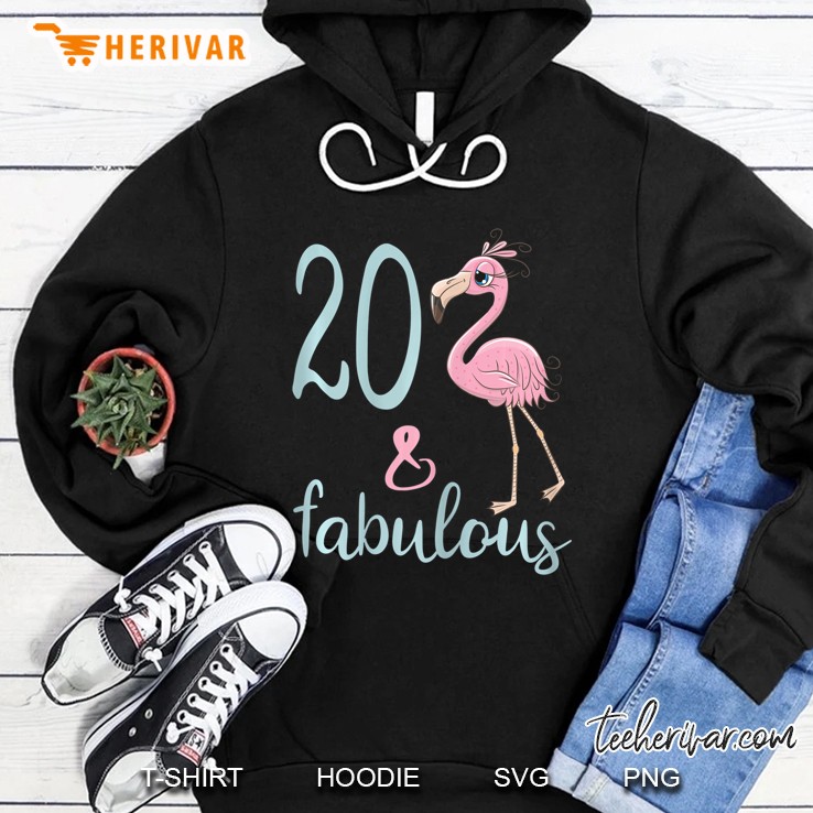 Womens Cute Flamingo 20Th Birthday Outfit For Girl 20 Year Old Gift Hoodie