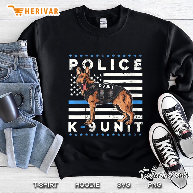 Womens K9 Police Officer American Flag Thin Blue Line K-9 Unit Sweatshirt