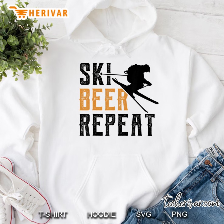 Funny Skiing And Drinking Shirt For Men Ski Beer Repeat Hoodie