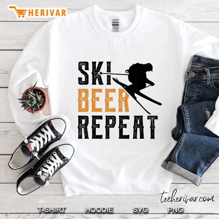 Funny Skiing And Drinking Shirt For Men Ski Beer Repeat Sweatshirt