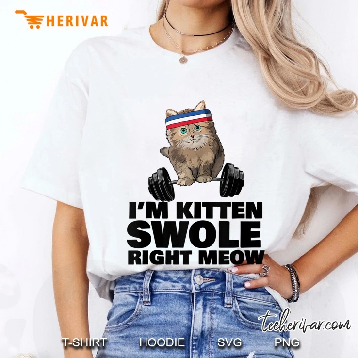 Kitten Swole Right Meow Gym Workout Cat Lover Workout Pun Ladies Tee