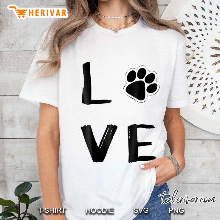 Love Dog Paw Print Animal Paw Dog Lover Dog Owner Ladies Tee