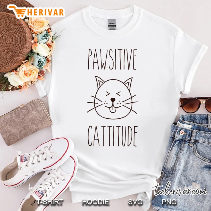 Pawsitive Cattitude Cute Cat Lover Shirt