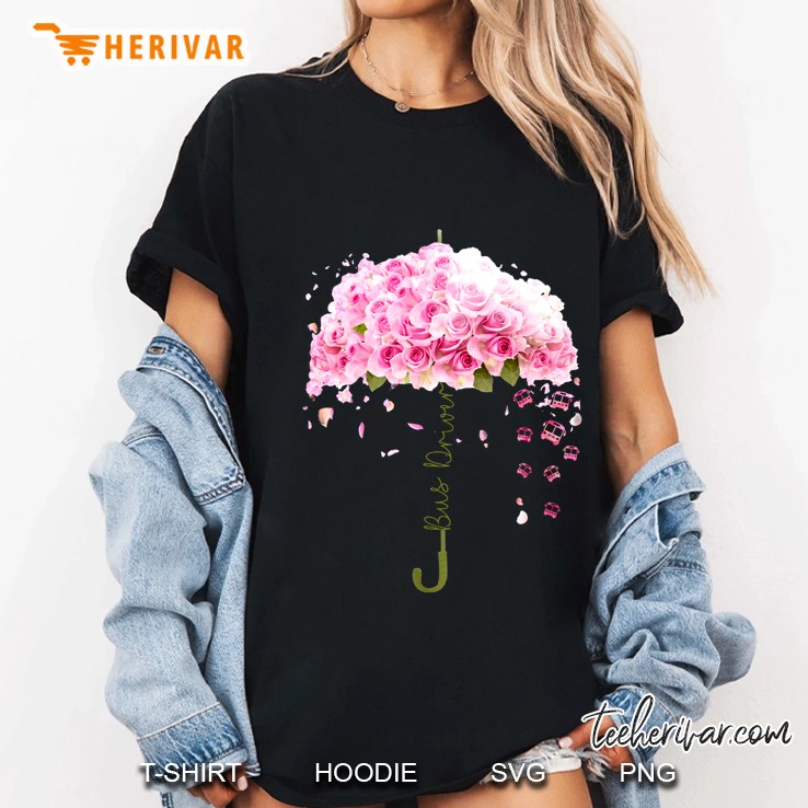 Bus Driver Umbrella Pink Rose Ladies Tee